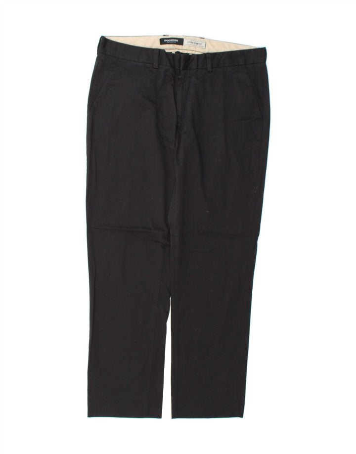 DOCKERS Mens Extra Sim Fit Chino Trousers W34 L29 Black Cotton Vintage Dockers and Second-Hand Dockers from Messina Hembry 