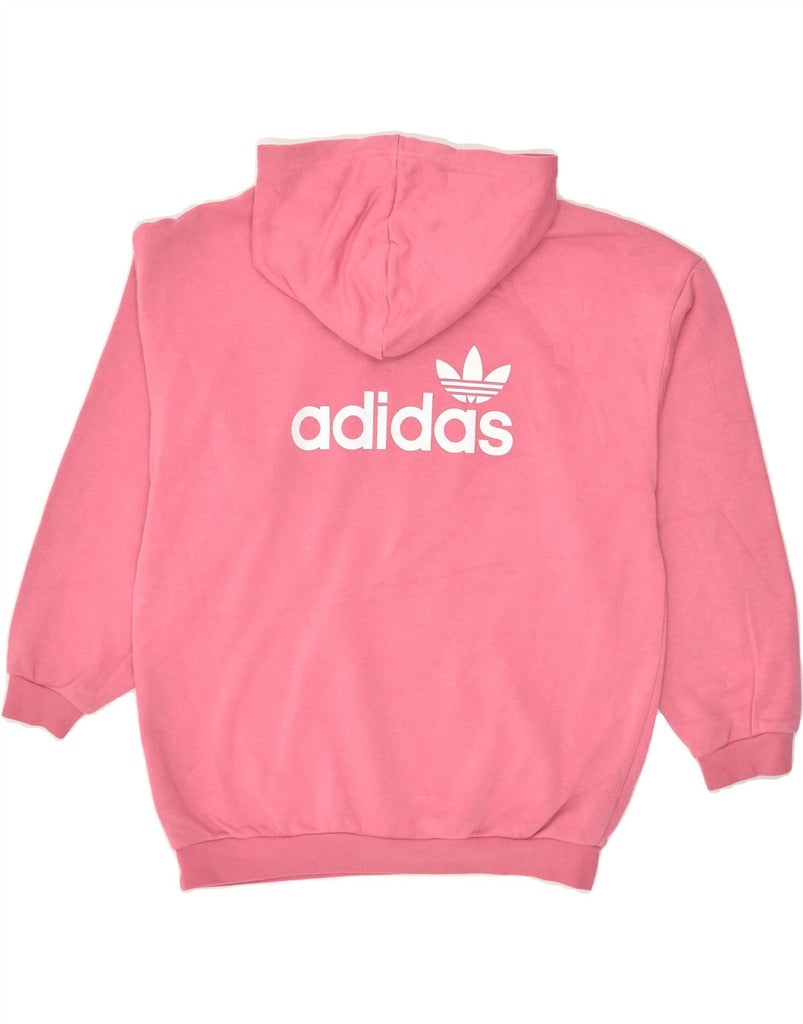 ADIDAS Womens Oversized Graphic Hoodie Jumper UK 12 Medium Pink Cotton | Vintage Adidas | Thrift | Second-Hand Adidas | Used Clothing | Messina Hembry 