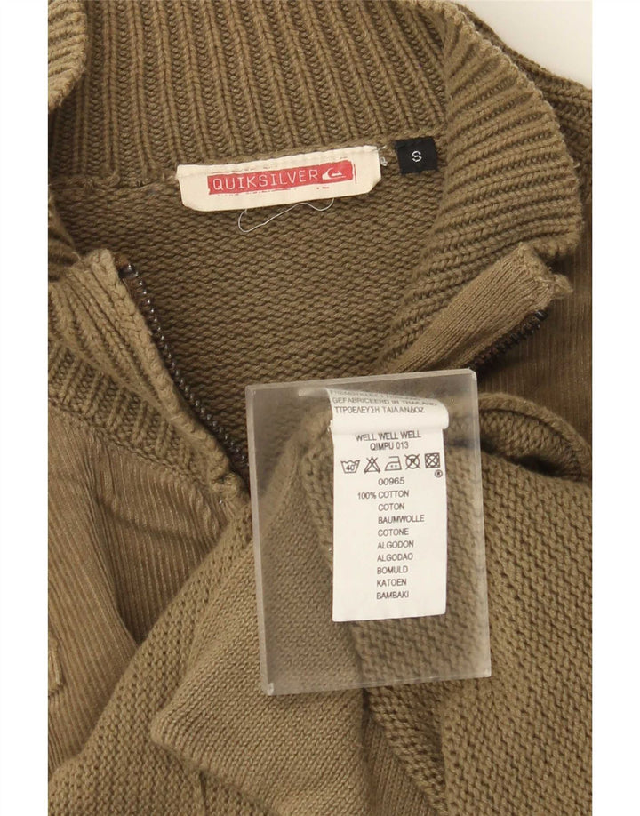 Quiksilver Mens Cardigan Sweater Small Khaki Cotton
