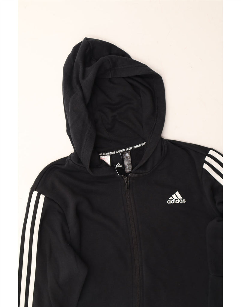 ADIDAS Boys Zip Hoodie Sweater 13-14 Years Black Cotton Vintage Adidas and Second-Hand Adidas from Messina Hembry 