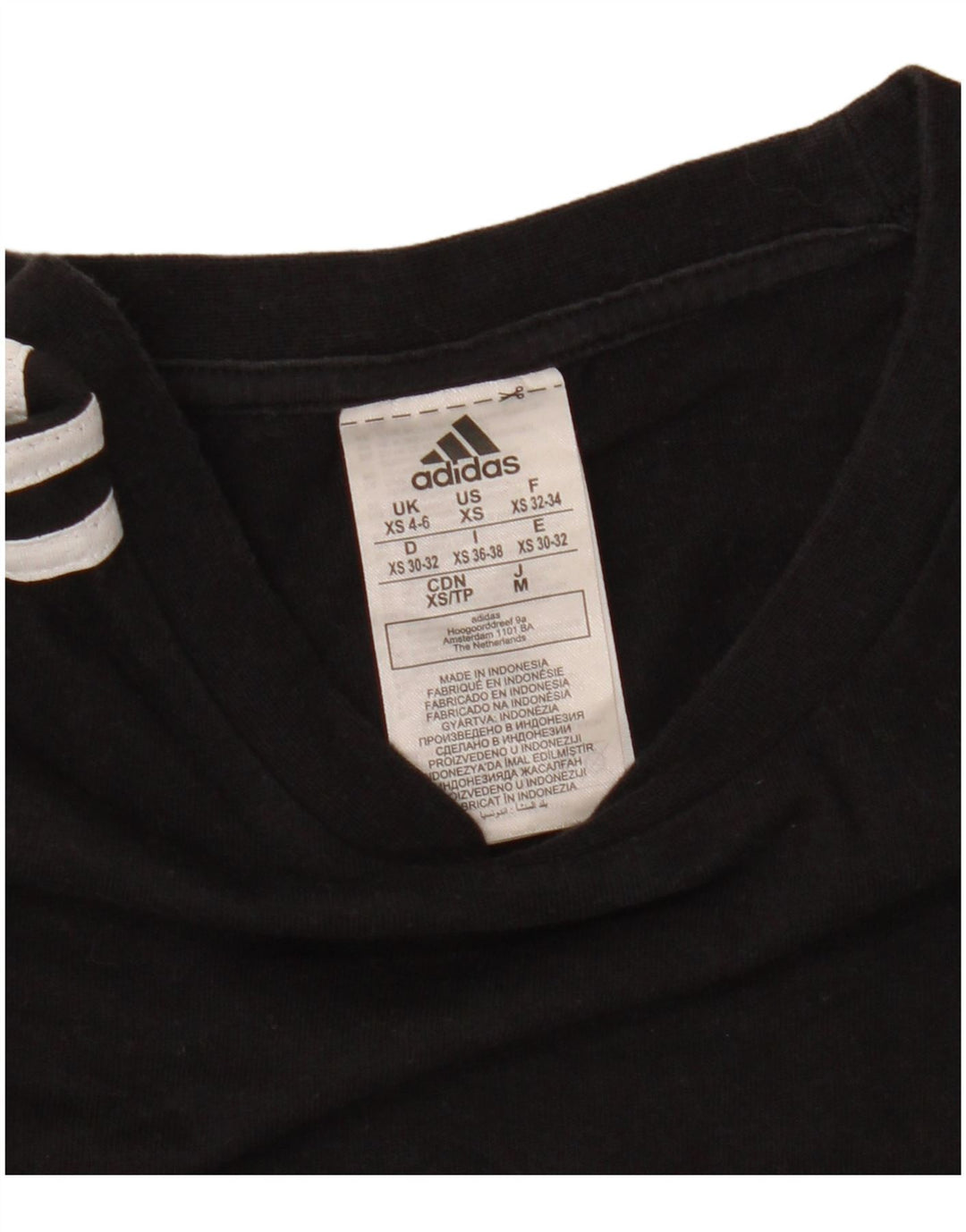 Adidas Womens Top Long Sleeve UK 4/6 XS Black Cotton