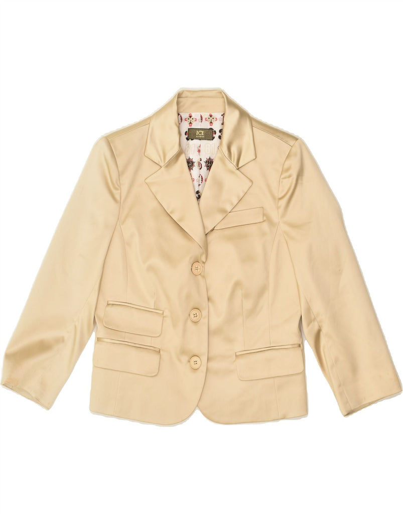ICEBERG Womens 3 Button Blazer Jacket IT 42 Medium Gold Acetate | Vintage Iceberg | Thrift | Second-Hand Iceberg | Used Clothing | Messina Hembry 