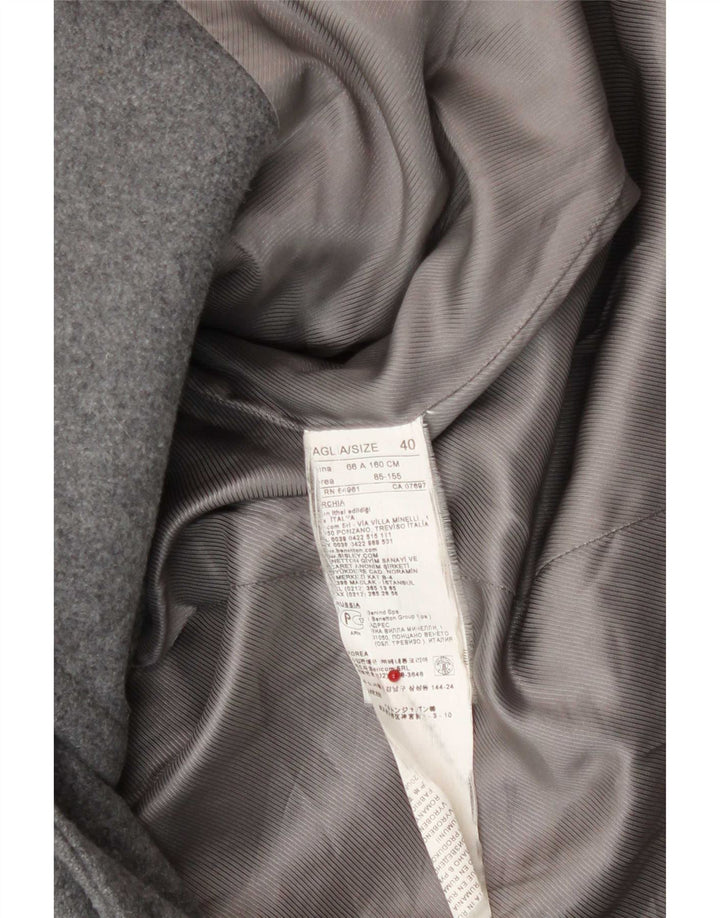 Benetton Womens Hooded Duffle Coat IT 40 Small Grey Wool