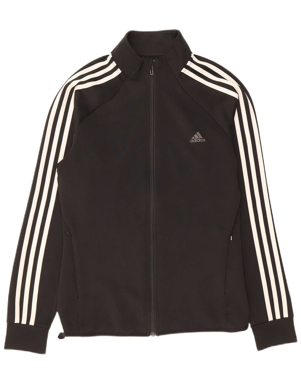 ADIDAS Womens Climalite Tracksuit Top Jacket UK 12/14 Medium Black