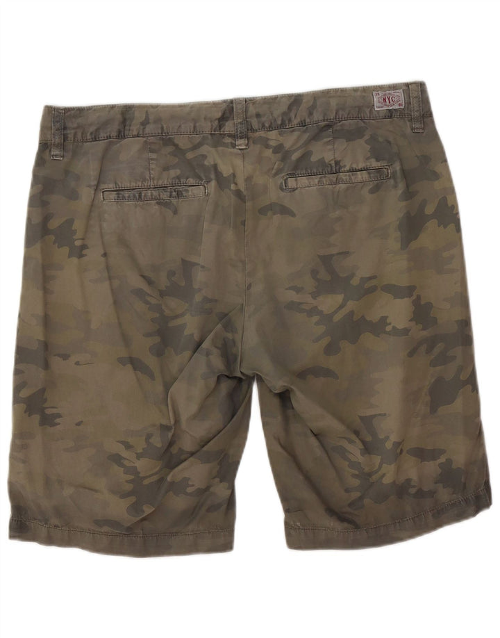 TOMMY HILFIGER Mens Chino Shorts W36 Large Khaki Camouflage Cotton