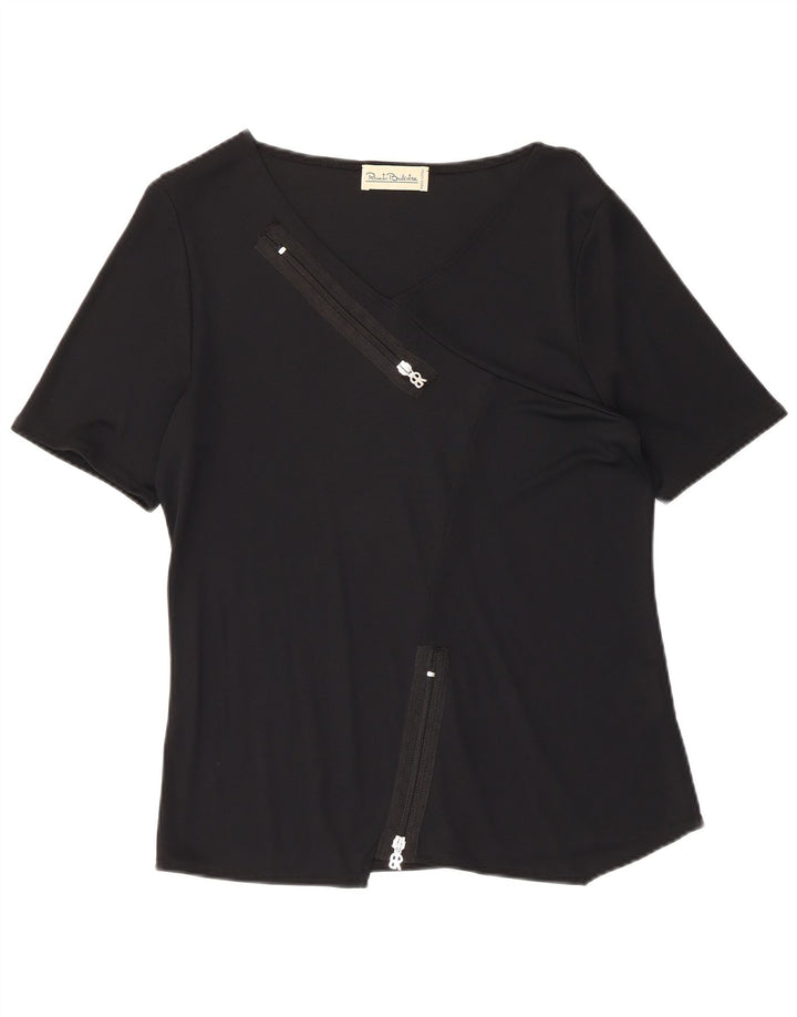 Renato Balestra Womens T-Shirt Top IT 42 Medium Black Viscose