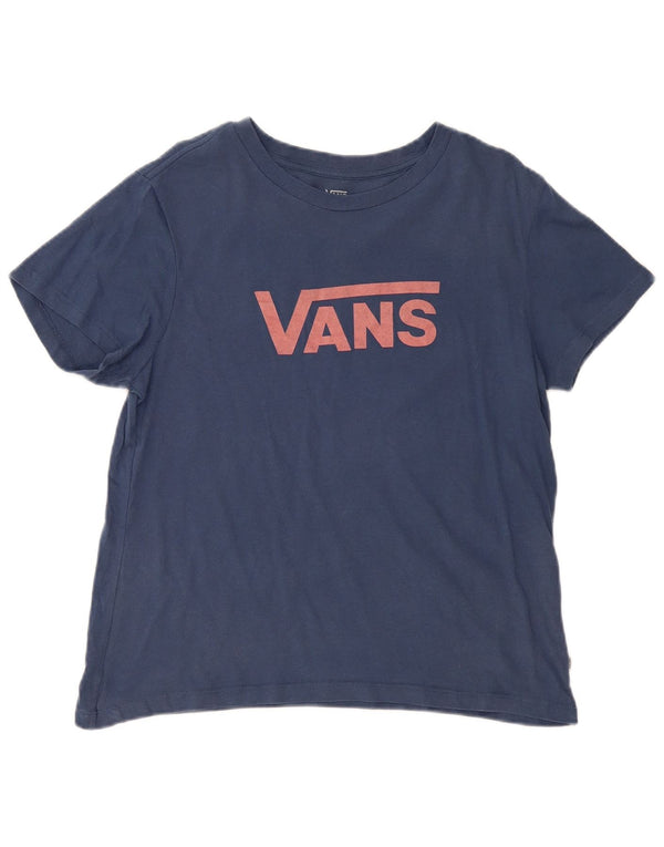 Vans Womens Graphic T-Shirt Top UK 16 Large Navy Blue Cotton