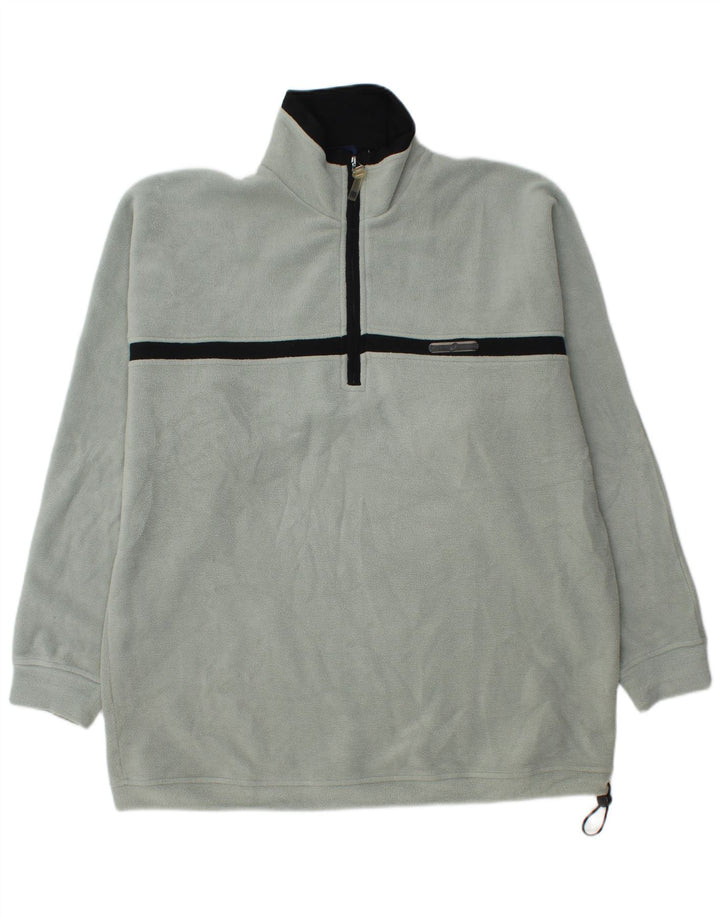 Asics Mens Zip Neck Fleece Jumper Large Green Colourblock