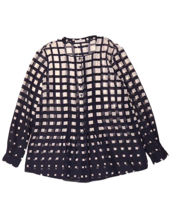 Naracamicee Womens See Through Shirt Blouse US 1 XS Black Geometric