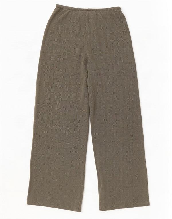 Zara Womens Wide Leg Tracksuit Trousers UK 8 Small Khaki Cotton