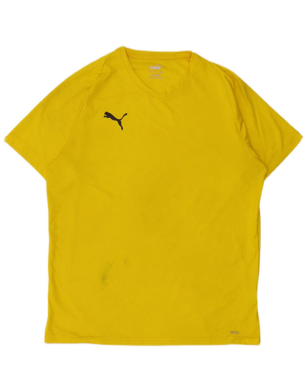 Puma Mens T-Shirt Top Large Yellow Polyester