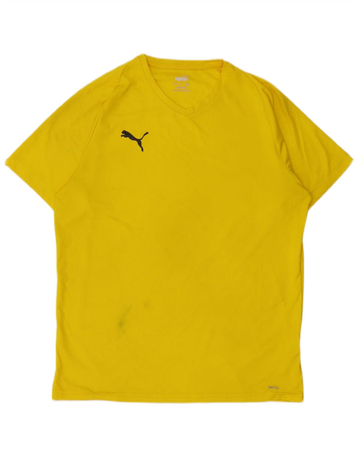 Puma Mens T-Shirt Top Large Yellow Polyester