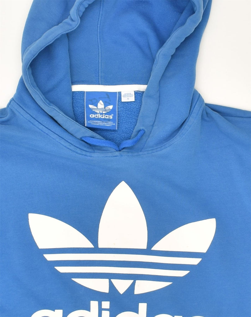 ADIDAS Mens Graphic Hoodie Jumper Small Blue Cotton | Vintage Adidas | Thrift | Second-Hand Adidas | Used Clothing | Messina Hembry 