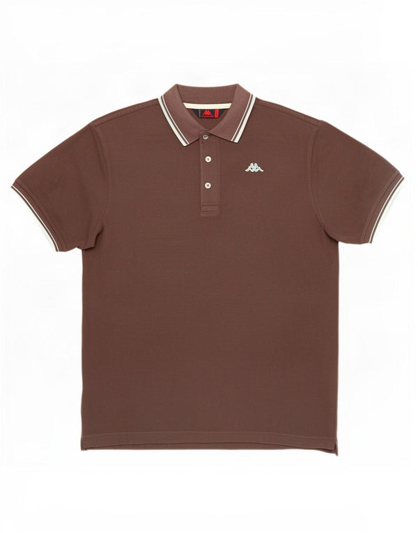 Kappa Mens Short Sleeve Polo Shirt Large Brown Cotton
