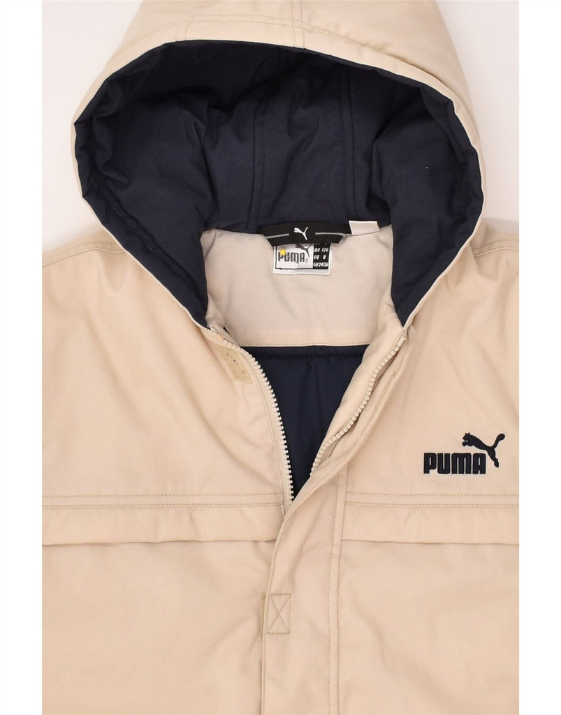 PUMA Boys Hooded Padded Jacket 7-8 Years Beige Nylon | Vintage Puma | Thrift | Second-Hand Puma | Used Clothing | Messina Hembry 