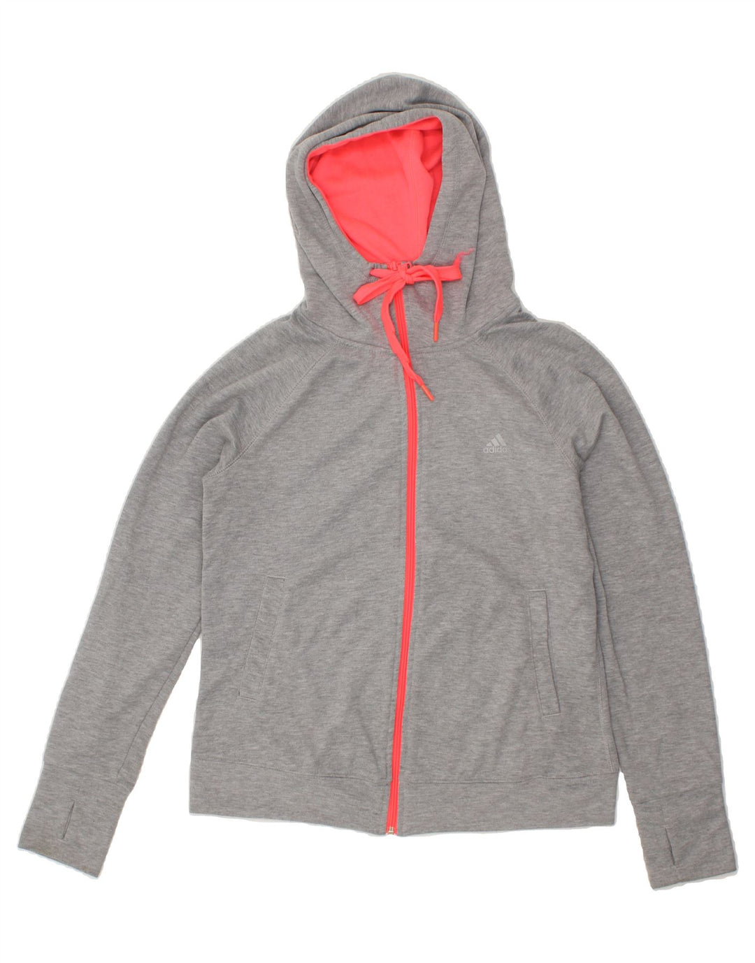 ADIDAS Womens Climalite Zip Hoodie Sweater UK 12/14 Medium Grey Polyester Vintage Adidas and Second-Hand Adidas from Messina Hembry 