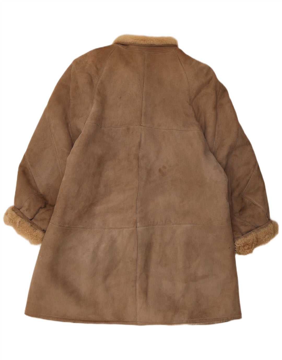Vintage Womens Loose Fit Shearling Coat IT 44 Medium Brown Classic