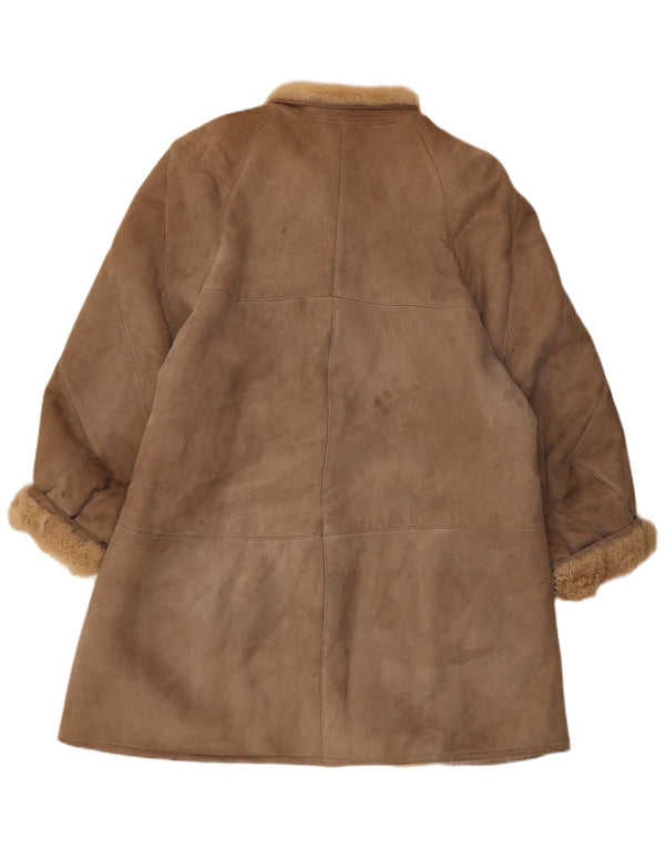 Vintage Womens Loose Fit Shearling Coat IT 44 Medium Brown Classic