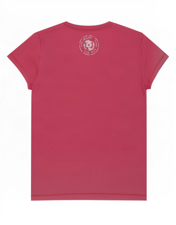 Liu Jo Womens Graphic T-Shirt Top UK 12 Medium Pink Cotton