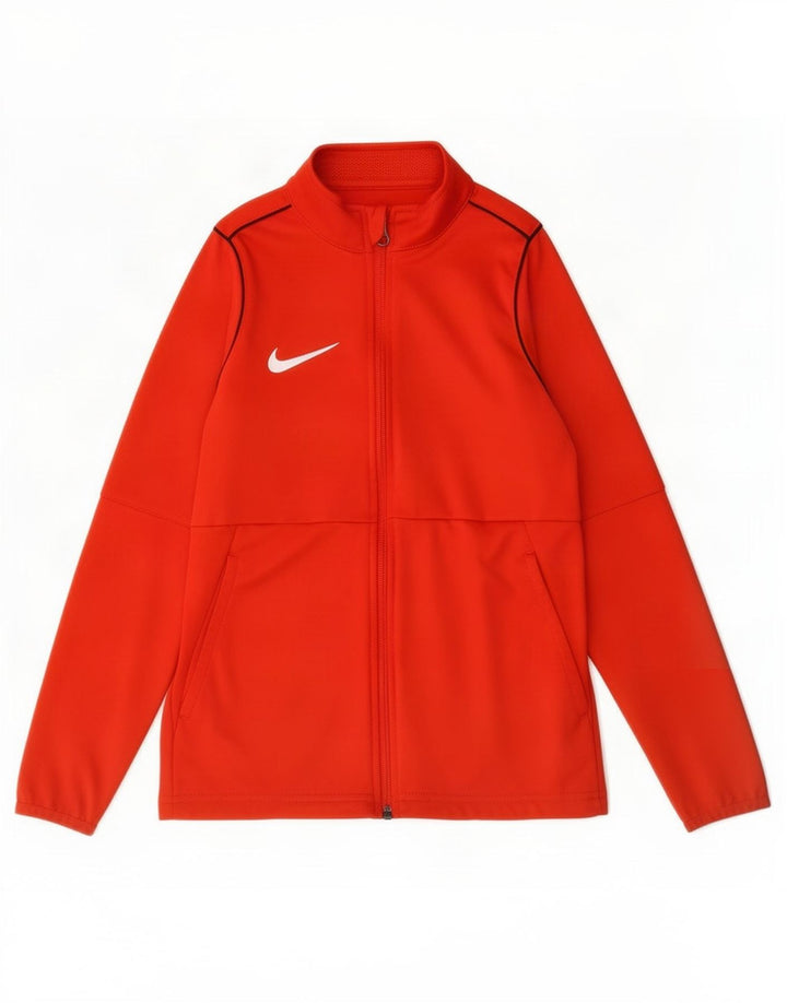 Nike Boys Dri Fit Tracksuit Top Jacket 8-9 Years Small Red Polyester