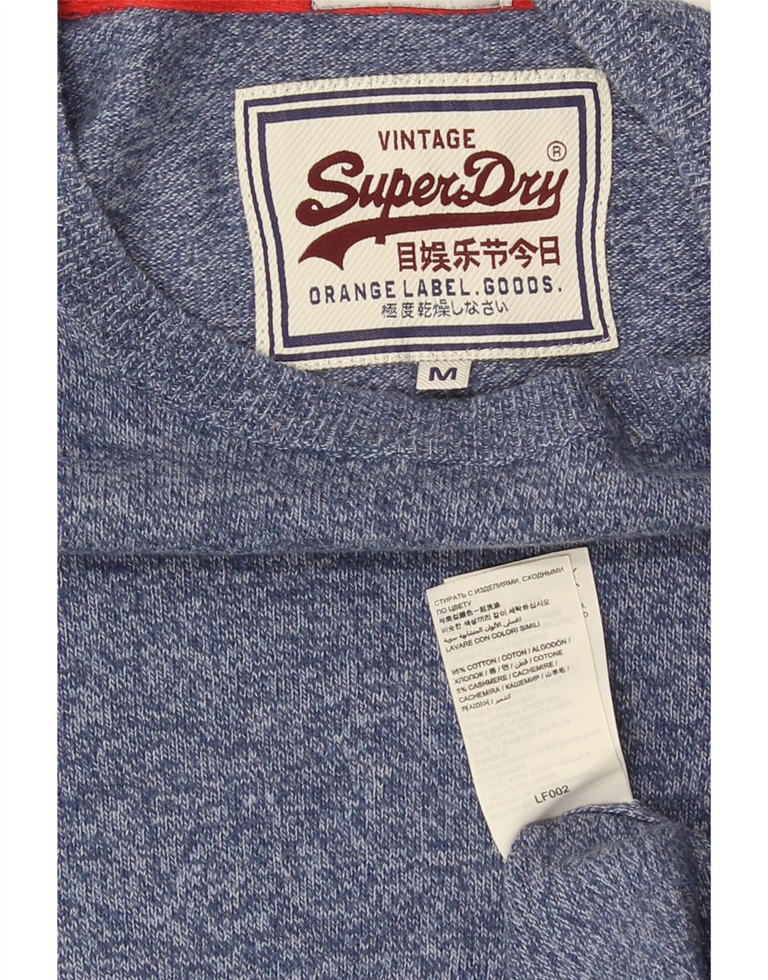 Superdry Mens Jersey Crew Neck Jumper Sweater Medium Blue Flecked Cotton