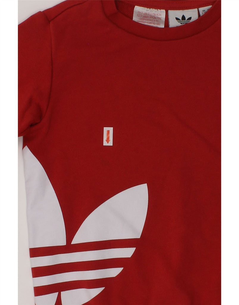 ADIDAS Girls Graphic Hoodie Jumper 2-3 Years Red Cotton | Vintage Adidas | Thrift | Second-Hand Adidas | Used Clothing | Messina Hembry 