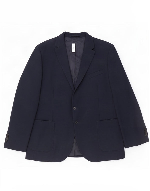 Marks & Spencer Mens 2 Button Blazer Jacket UK 48 4XL Navy Blue Polyamide