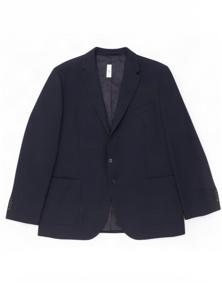 Marks & Spencer Mens 2 Button Blazer Jacket UK 48 4XL Navy Blue Polyamide