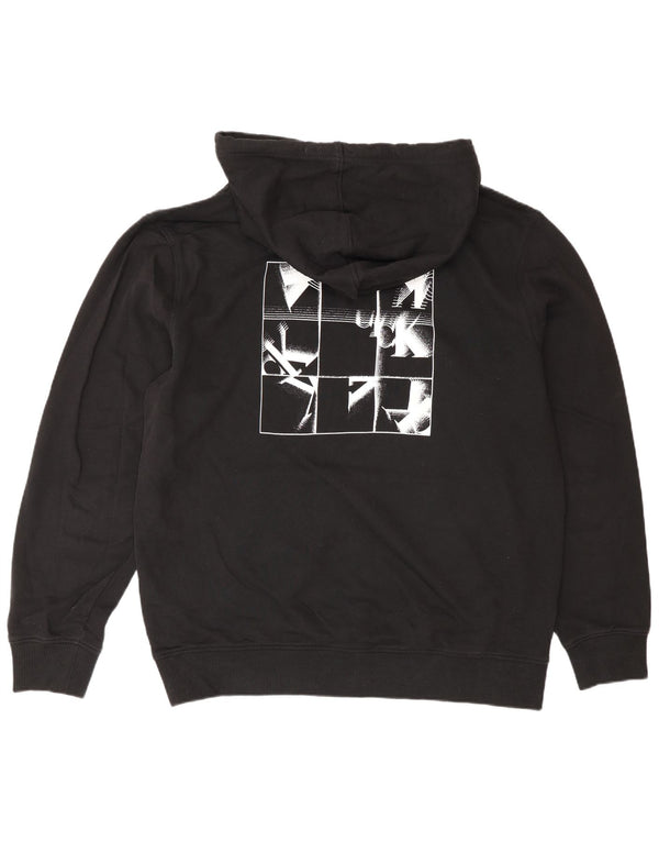 Calvin Klein Jeans Mens Graphic Hoodie Jumper XL Black Cotton