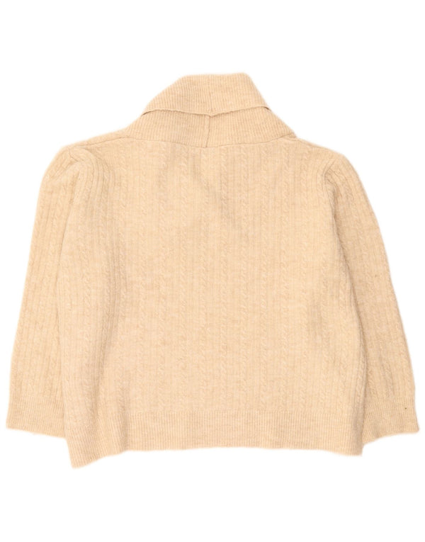 Zara Womens Crop Oversized Shawl Neck Jumper Sweater UK 16 Large Beige