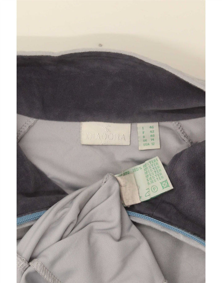 Diadora Womens Tracksuit Top Jacket UK 14 Large  Grey Polyester