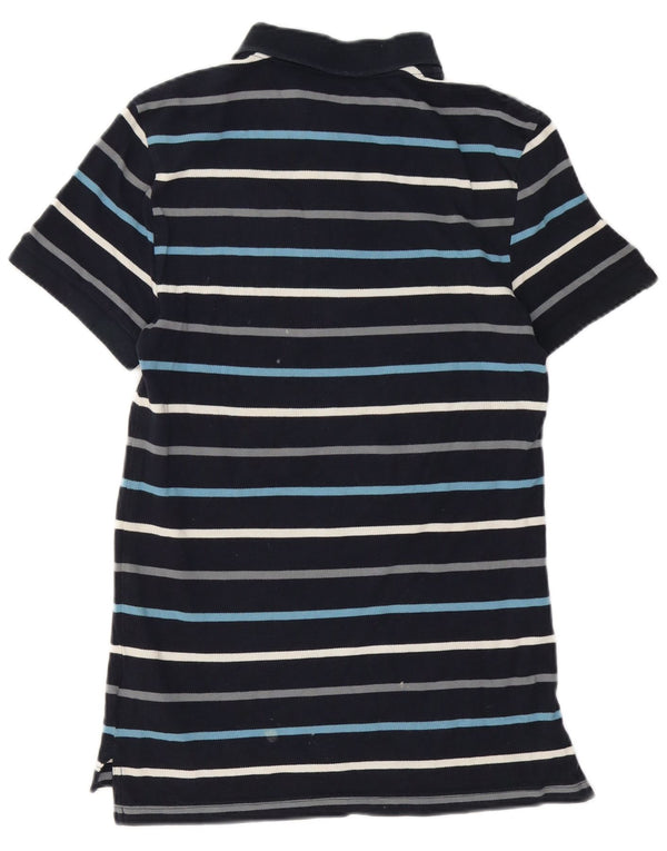 Nike Mens Polo Shirt UK 34/36 Small Navy Blue Striped Cotton