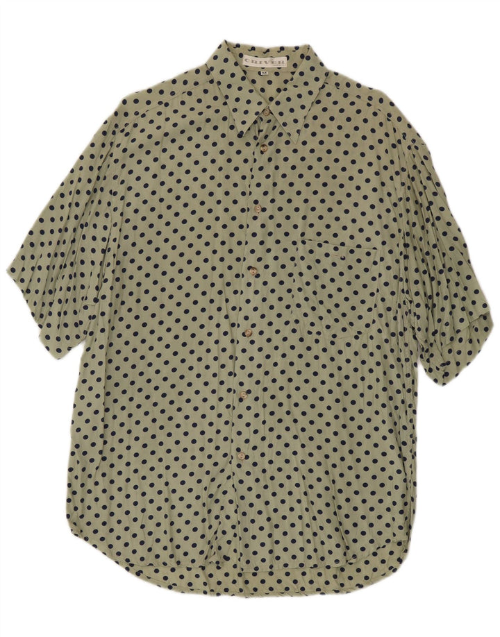 Criver Mens Short Sleeve Shirt Medium Khaki Polka Dot Viscose