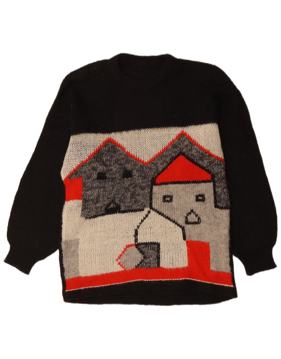 VINTAGE Womens Longline Crew Neck Jumper Sweater UK 18 XL Black