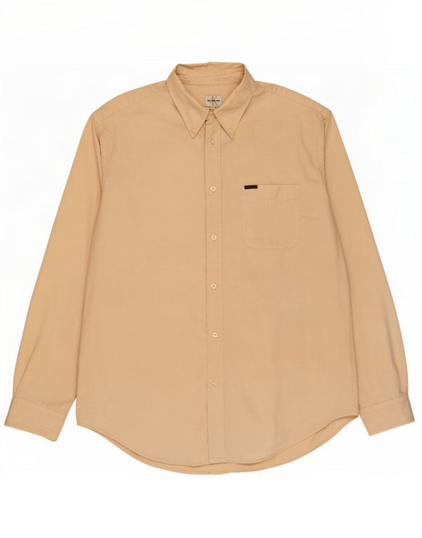 Calvin Klein Jeans Mens Shirt XL Beige Cotton