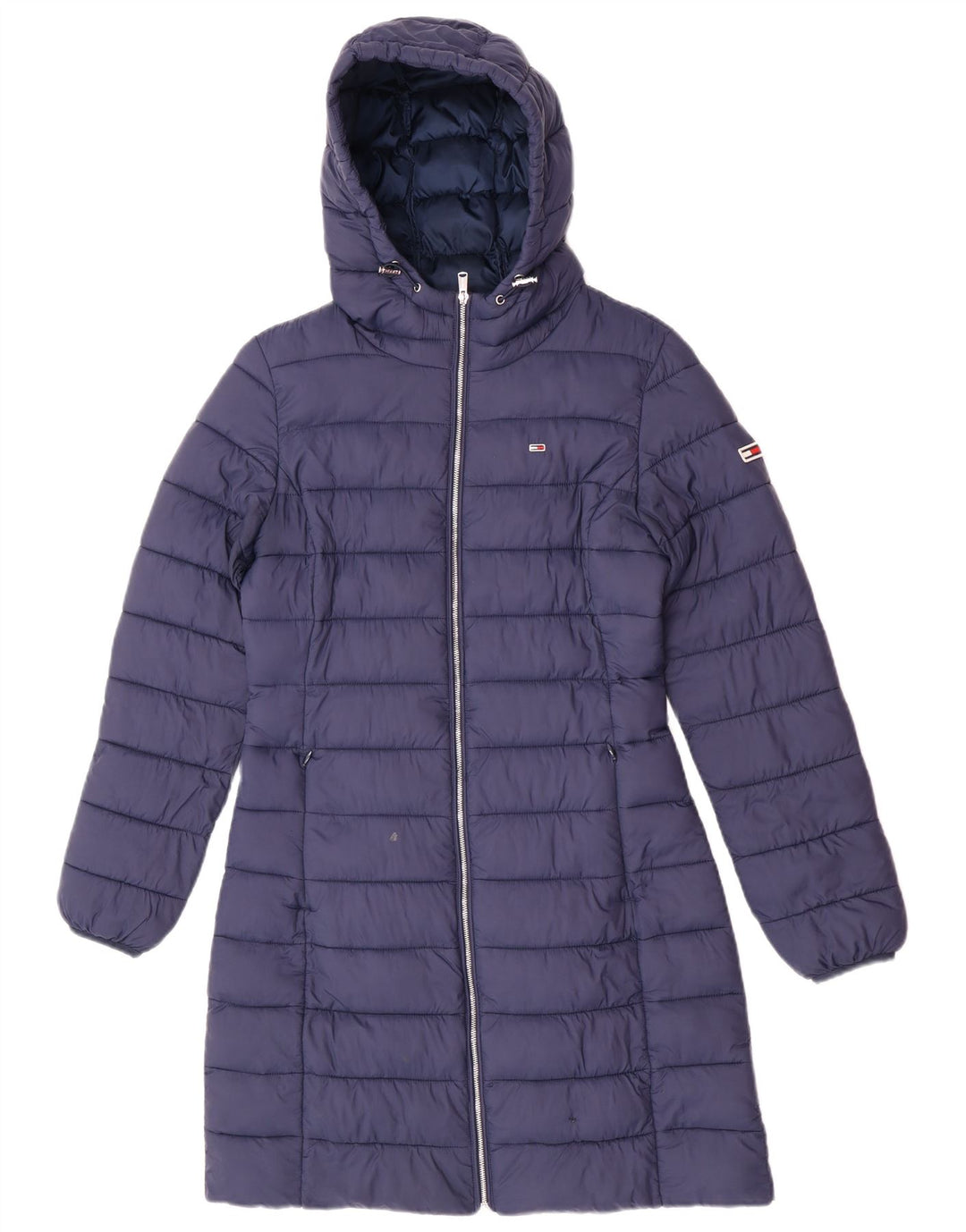 Tommy Hilfiger Womens Hooded Padded Coat UK 10 Small Navy Blue Polyamide