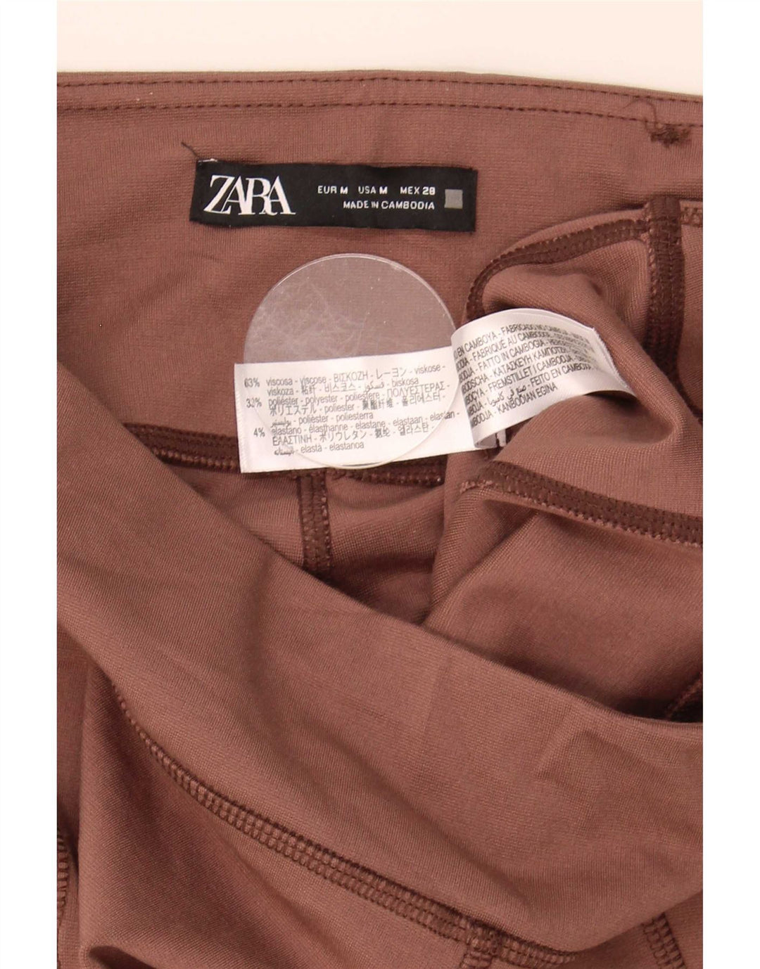 Zara Womens Leggings Medium W28 L29 Brown Viscose