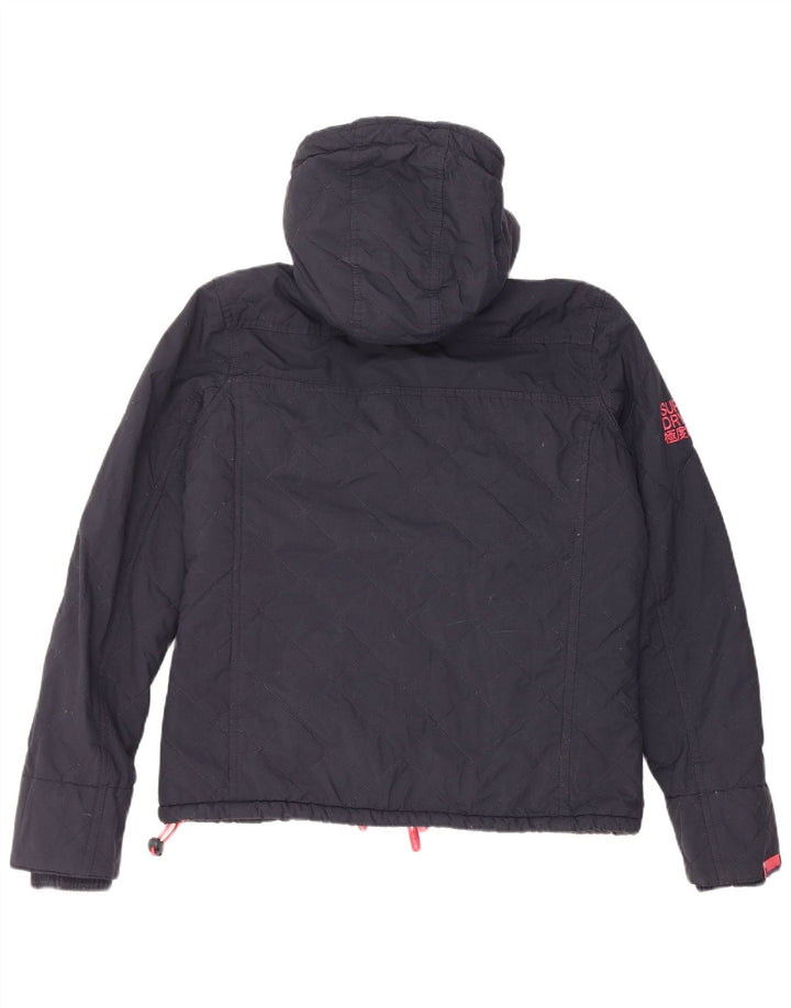 Superdry Womens Windcheater Hooded Windbreaker Jacket UK 16 Large Navy Blue