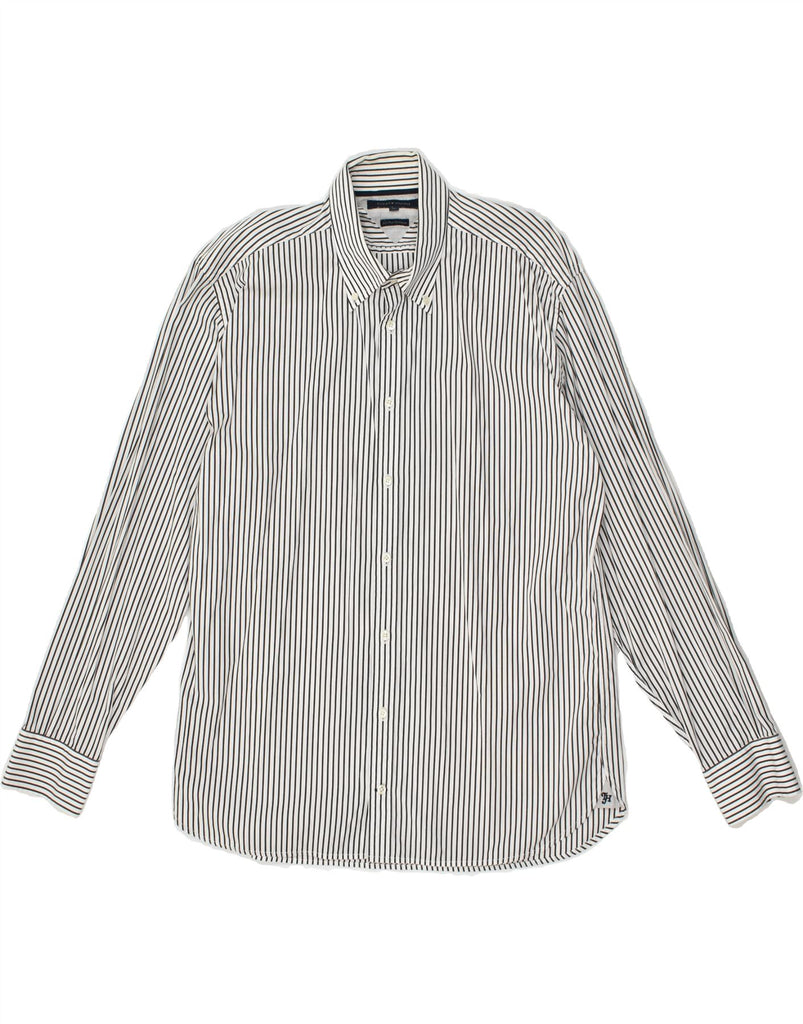 TOMMY HILFIGER Mens Shirt XL White Striped Cotton | Vintage Tommy Hilfiger | Thrift | Second-Hand Tommy Hilfiger | Used Clothing | Messina Hembry 