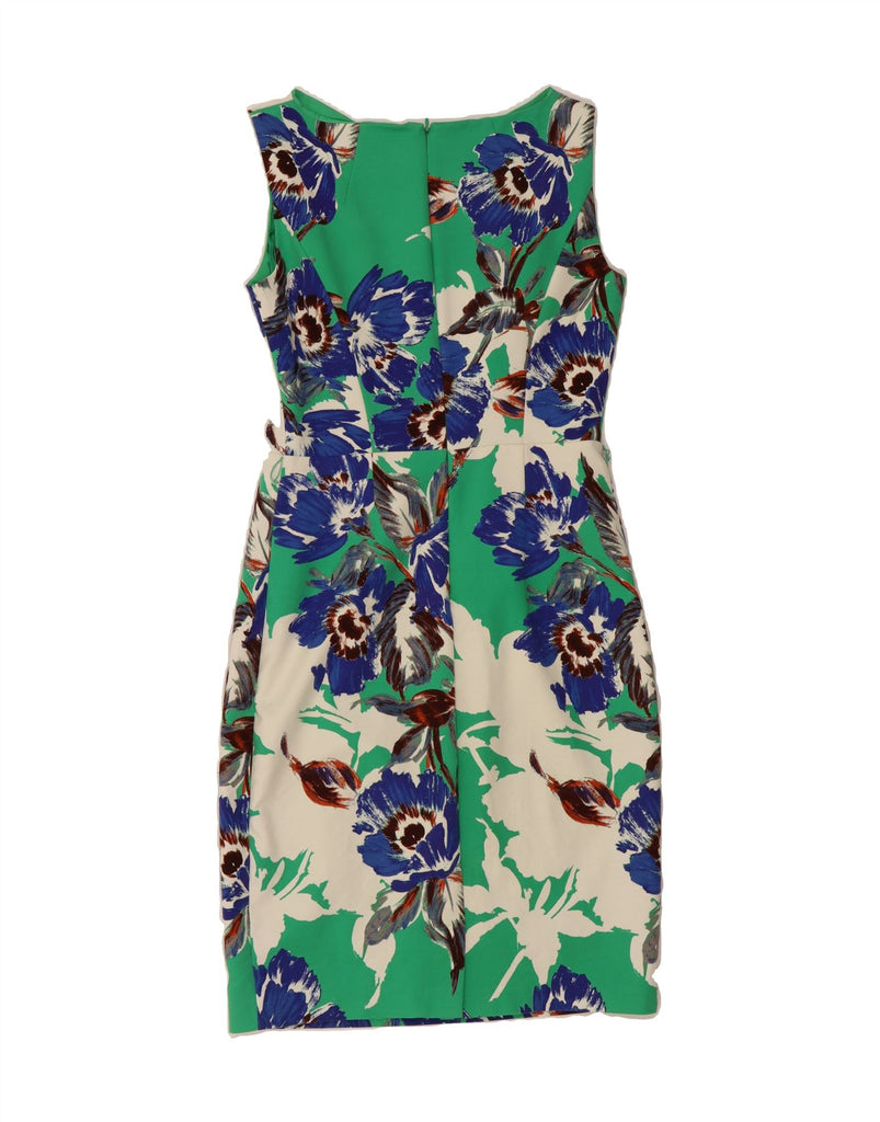 PHASE EIGHT Womens Sleeveless Sheath Dress UK 10 Small Green Floral Cotton Vintage Phase Eight and Second-Hand Phase Eight from Messina Hembry 