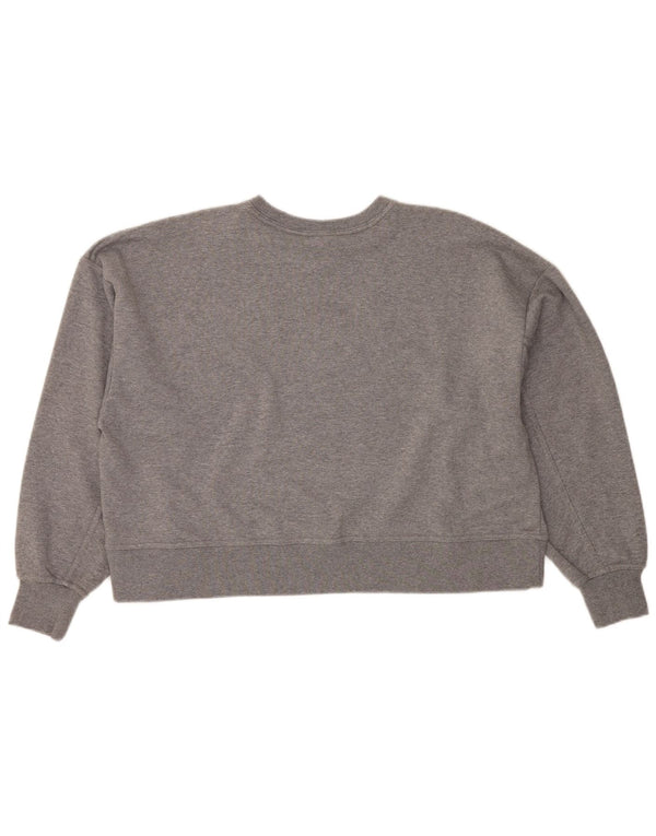 NIKE Womens Oversized Graphic Crop Sweatshirt Jumper UK 16 Large Grey