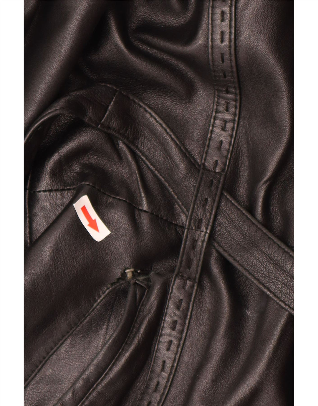 Vintage Womens Hooded Leather Coat UK 14 Medium Black
