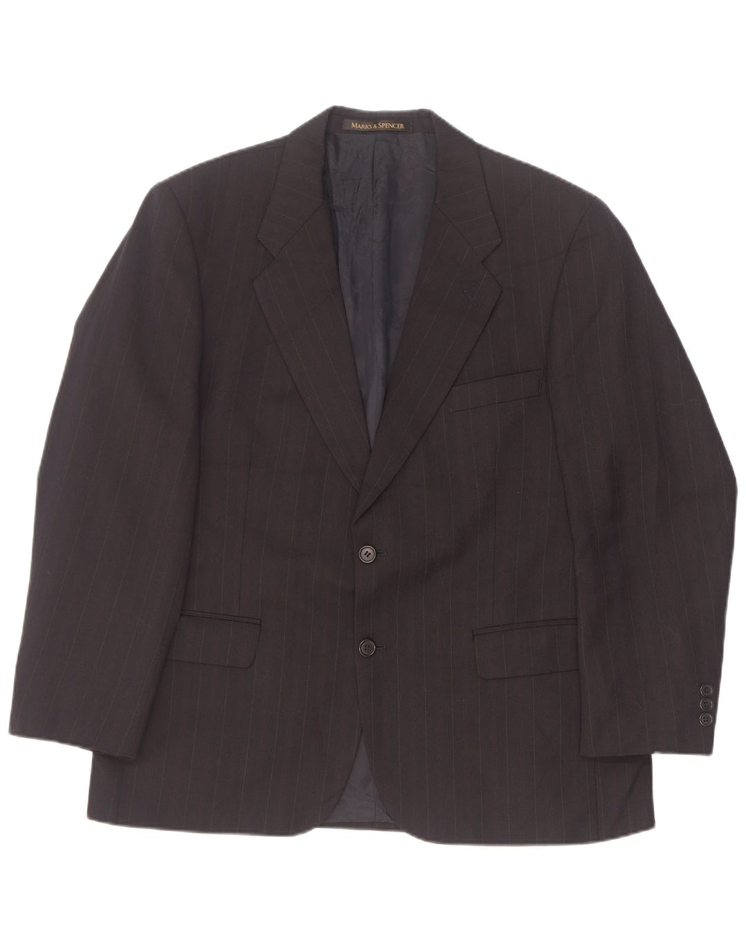 Marks & Spencer Mens 2 Button Blazer Jacket EU 52/54 4XL Black Pinstripe