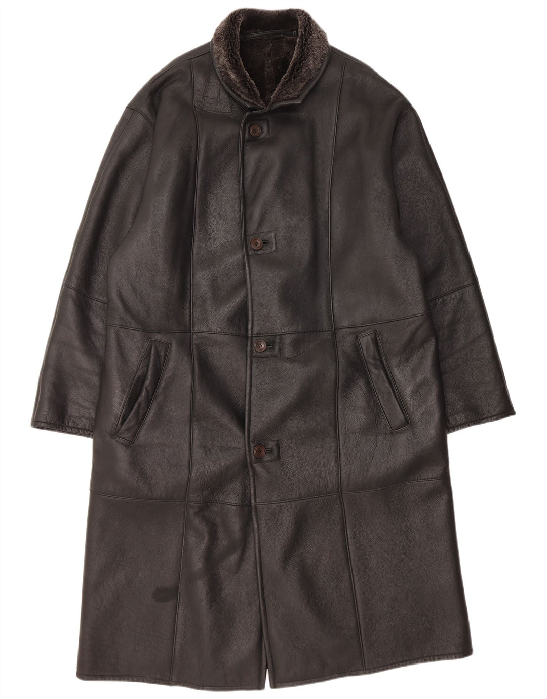 Bugatti Mens Shearling Overcoat EU 56 3XL Black Leather