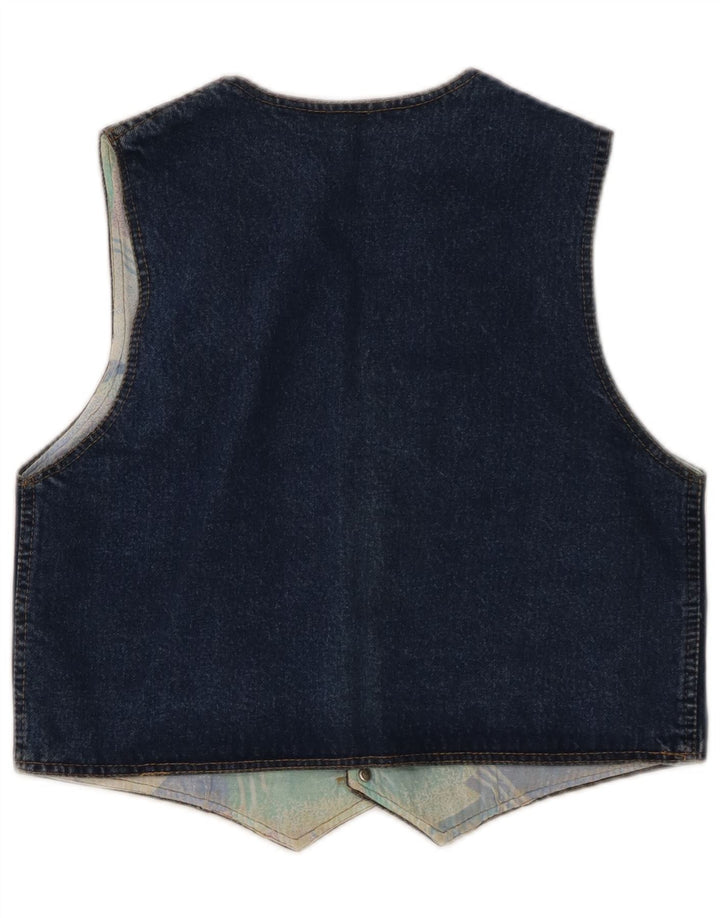 Protest Womens Denim Waistcoat UK 12 Medium Blue