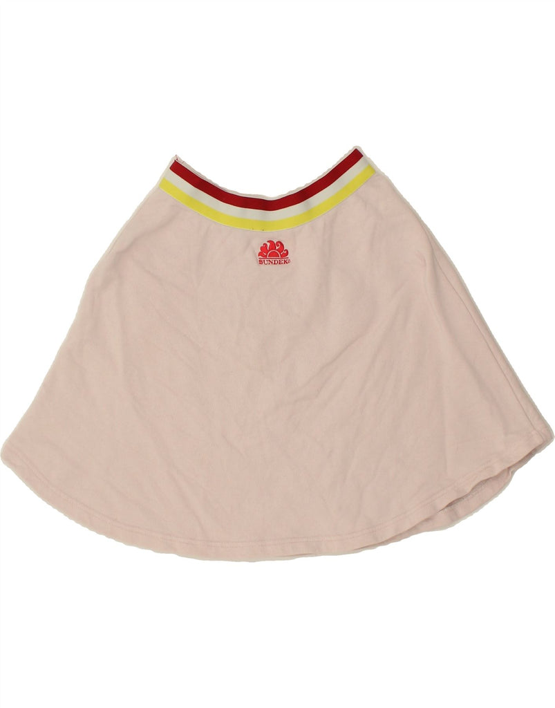 SUNDEK Womens Graphic Tennis Skirt UK 10 Small Pink Cotton Vintage Sundek and Second-Hand Sundek from Messina Hembry 