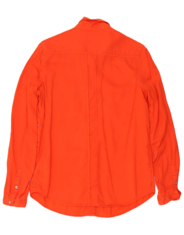 Calvin Klein Jeans Womens Shirt UK 14 Medium Orange Lyocell