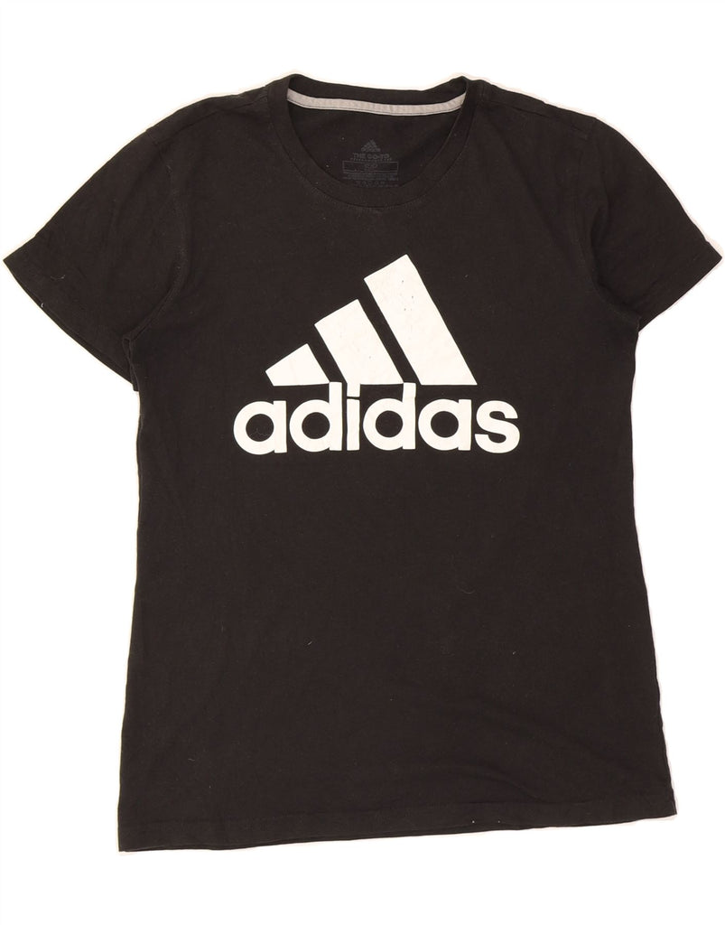 ADIDAS Womens Graphic T-Shirt Top UK 10 Small Black Cotton Vintage Adidas and Second-Hand Adidas from Messina Hembry 
