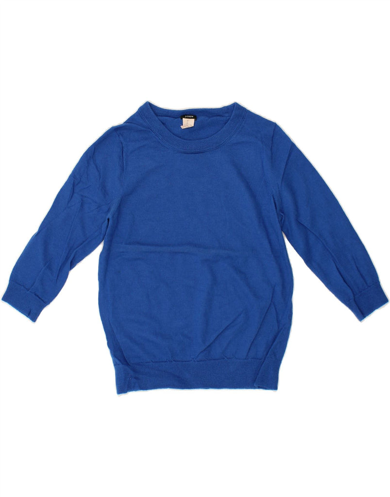 J. CREW Womens 3/4 Sleeve Boat Neck Jumper Sweater UK 14 Large Blue Vintage J. Crew and Second-Hand J. Crew from Messina Hembry 