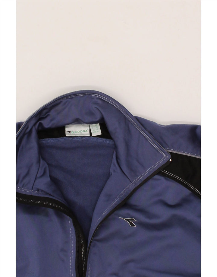 DIADORA Womens Oversized Tracksuit Top Jacket UK 12 Medium Navy Blue Vintage Diadora and Second-Hand Diadora from Messina Hembry 